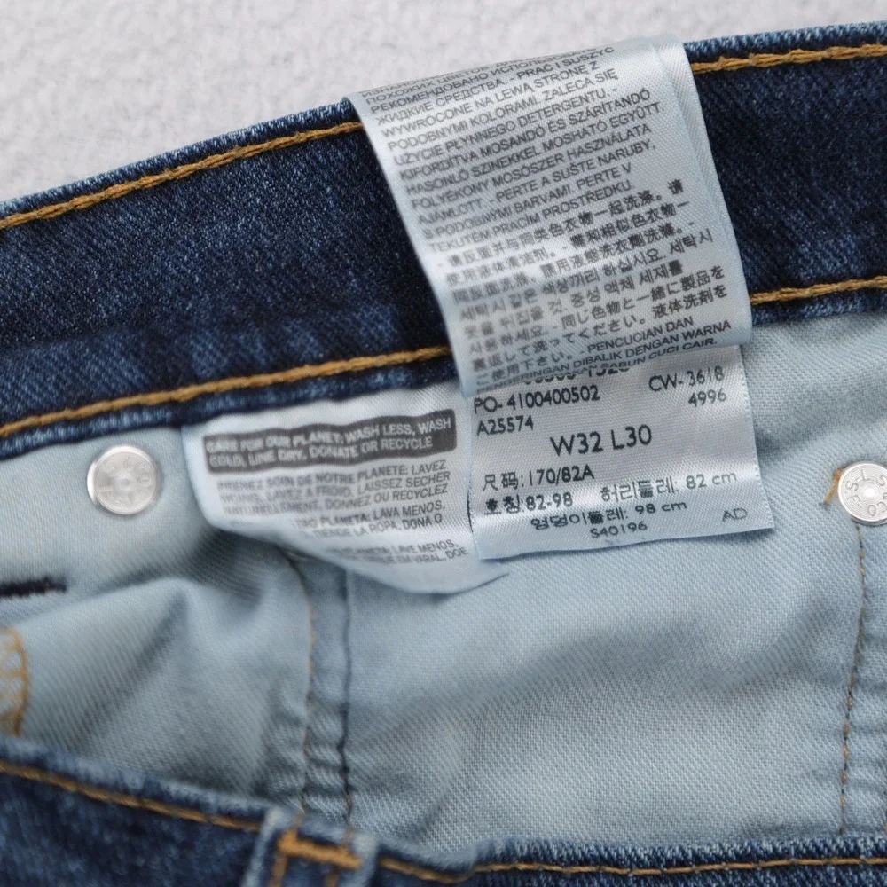 Levis 505 Regular‎ Fit Straight Leg Jeans Mens 32x30 Dark Wash Blue Denim Exc